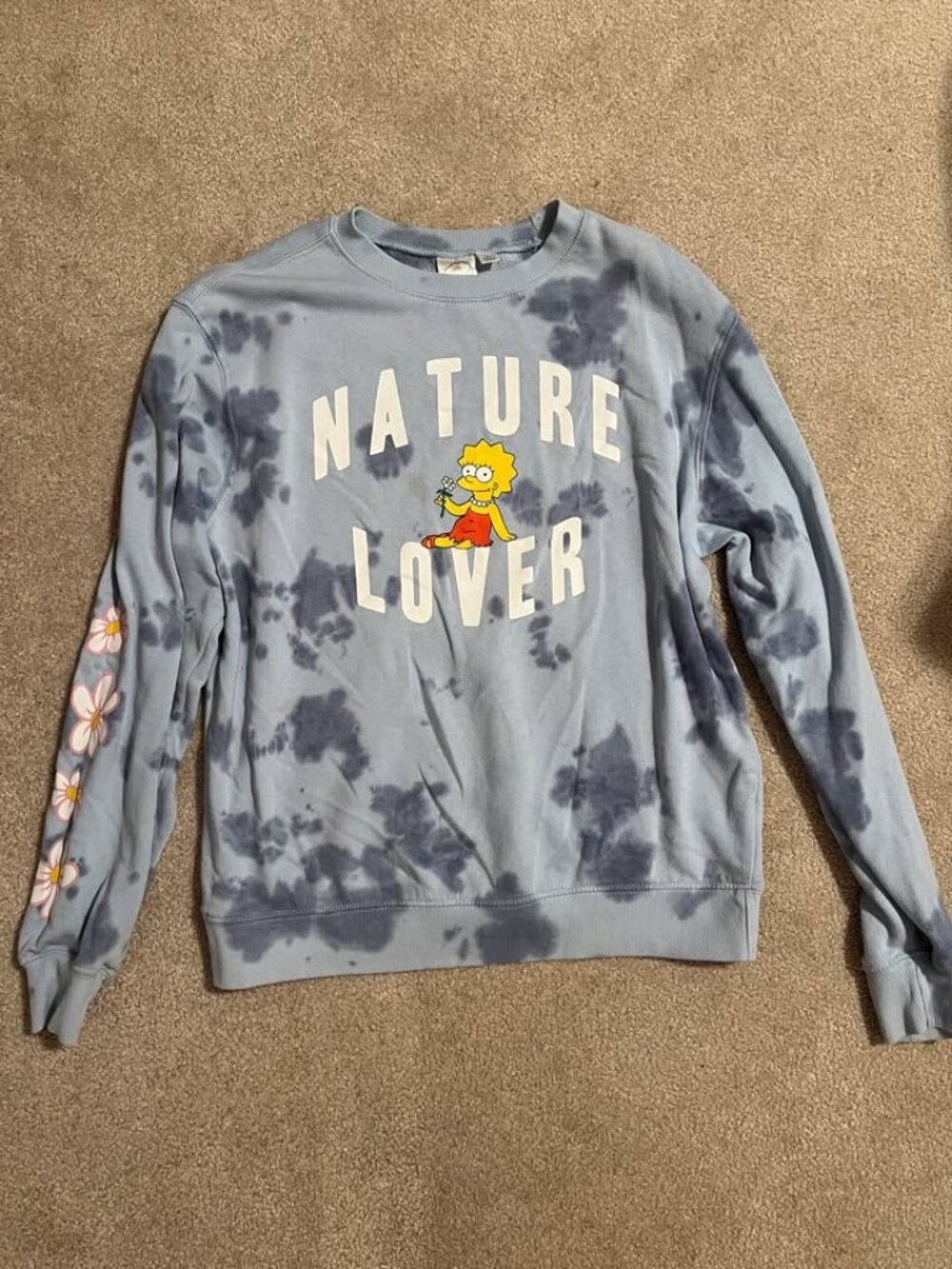 Simpsons Lisa Nature Lover Tie-Dye Sweatshirt Blue Womens S
